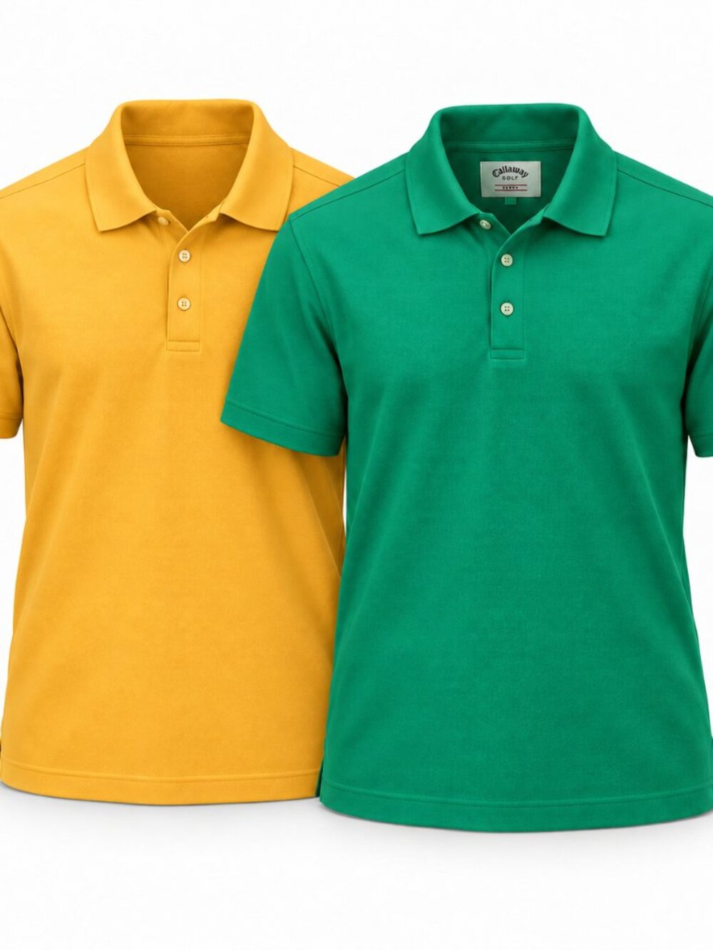 Callaway Golf Men’s Polo Shirts Size M Green & Yellow 2-Pack